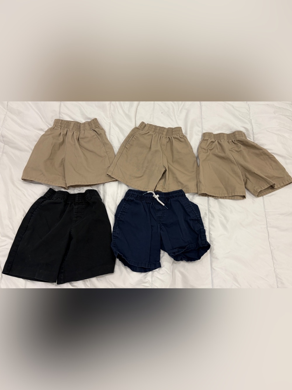 Kids Elastic Waist Pull-On Shorts - Khaki, Black, Navy 5 pieces size 4